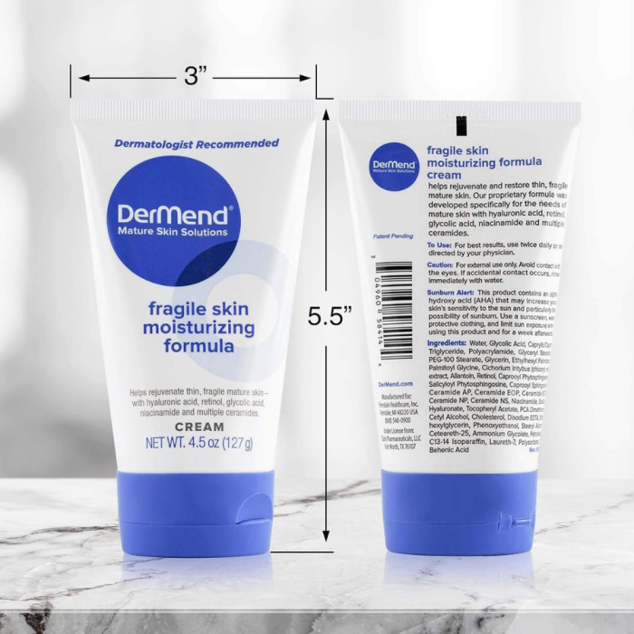 Dermend Specialized Fragile Skin Moisturizing Cream: Formula to Restore & Rejuvenate - Daily Anti Wrinkle Cream for Firming & Strengthening Thin, Aging Skin - 4.5 Oz Tube - Image 5