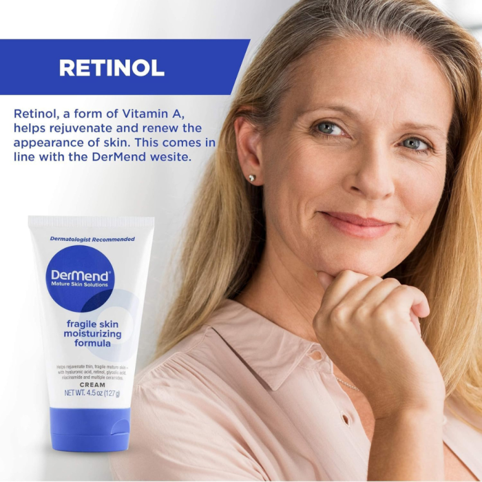 Dermend Specialized Fragile Skin Moisturizing Cream: Formula to Restore & Rejuvenate - Daily Anti Wrinkle Cream for Firming & Strengthening Thin, Aging Skin - 4.5 Oz Tube - Image 3