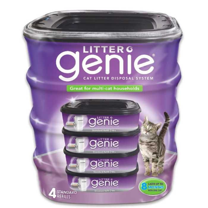 Litter Genie Refill Bags (4-Pack) | Multi-Layers of Odor-Barrier Technology | 1 Square Refill Cartridge Lasts Up to 2 Months Per Cat (Copy) - Image 1