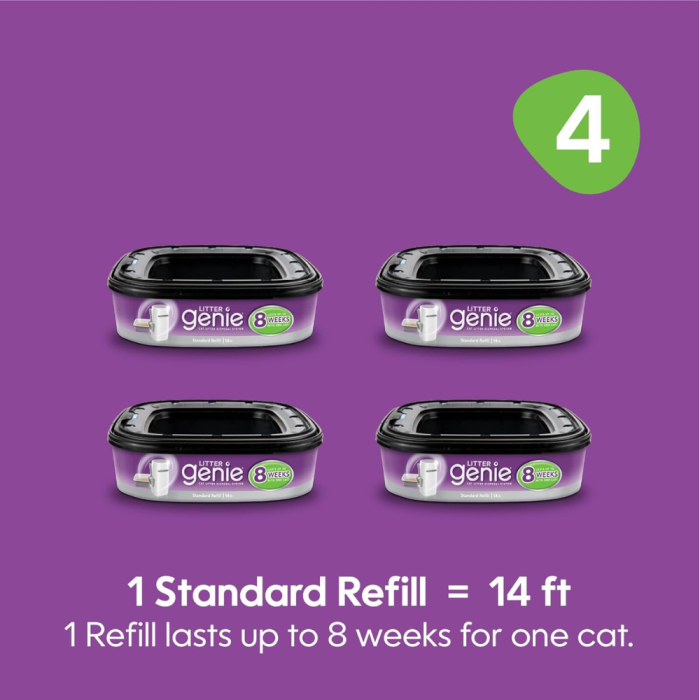 Litter Genie Refill Bags (4-Pack) | Multi-Layers of Odor-Barrier Technology | 1 Square Refill Cartridge Lasts Up to 2 Months Per Cat (Copy) - Image 4