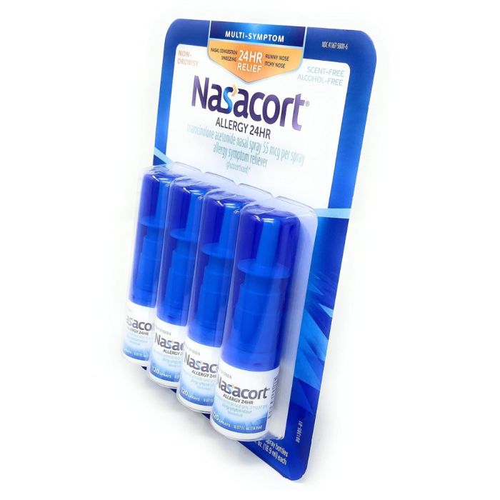 Nasacort Allergy 24 Hour, 0.57 Fluid Ounce, ApMpGI 4 Pack (120 Sprays/Pack) - Image 4