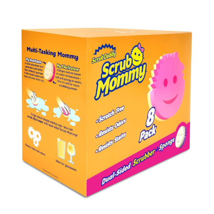 Scrub Daddy Dual Sided Sponge and Scrubber - Scrub Mommy - Scratch Free Sponge for Dishes and Home, Soft in Warm Water, Firm in Cold, Odor Resistant, Multi Surface 8 Count (Pack of 1)