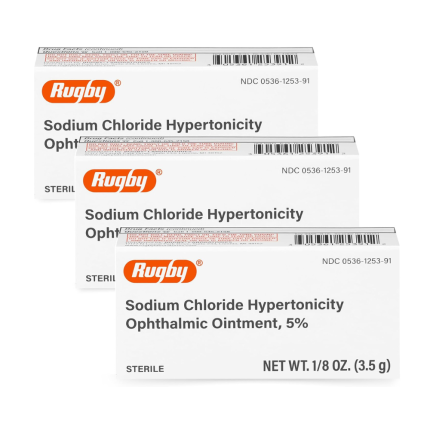 Rugby Sodium Chloride Hypertonicity Ophthalmic Ointment 5% - 50 mg Sodium Chloride Eye Ointment for Temporary Corneal Edema Relief - Made With Lanolin and Mineral Oil - Alcohol-Free - 0.125 Oz(3 Pack)