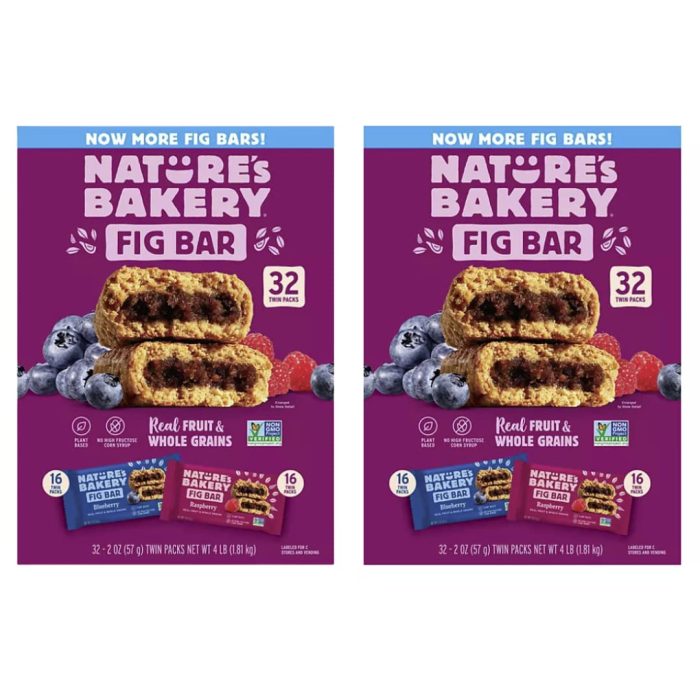 Gourmet Kitchn Natures Bakery Whole Wheat Fig Bars - 2 Twin Pack Boxes, 64 Bars (32 Blueberry, 32 Raspberry Each) - Healthy Snacks - Vegan, Non-GMO 64 Count (Pack of 2) - Image 1