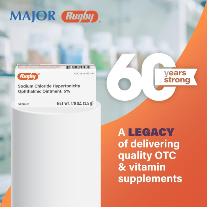 Rugby Sodium Chloride Hypertonicity Ophthalmic Ointment 5% - 50 mg Sodium Chloride Eye Ointment for Temporary Corneal Edema Relief - Made With Lanolin and Mineral Oil - Alcohol-Free - 0.125 Oz(3 Pack) - Image 3